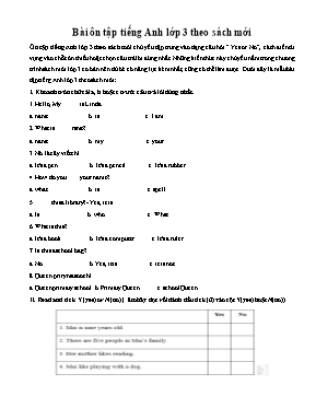 Bài ôn tập kiểm tra môn Tiếng anh lớp 3